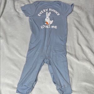 Blue Baby Romper with Bunny Print